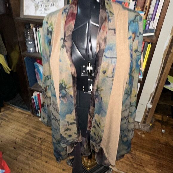Soft Surroundings bird artsy drape M whimsical jacket - Picture 1 of 3